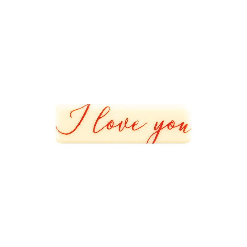chocolade plaatje ' I love you' - 4,5x1,3cm - 10st