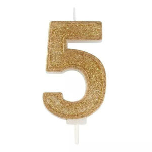 Cijferkaars goud met glitter nr 5